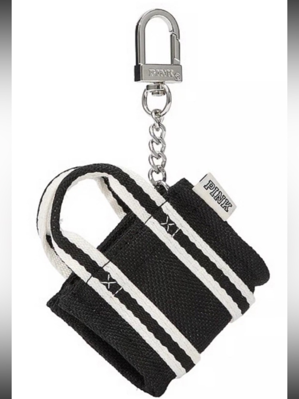 NWT Victoria’s Secret Pink Handbag Black Keychain Fob Collector Tote Charm Beach